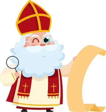 Cute Saint Nicholas or Sinterklaas Cartoon Character Stock Illustration