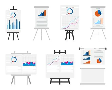 Cute sales graph chart presentation board Illustrazione stock
