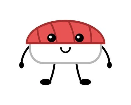 Cute salmon sushi, vector. Stock Illustration