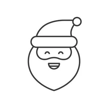 Cute Santa Claus emoticon vector, line design Stock Illustration