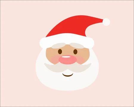Cute Santa Claus Face Vector Illustration, Christmas Icon Stock Illustration
