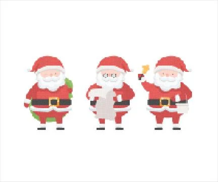 Cute Santa Claus Mosaic Pixel Art Illustration Stock Illustration