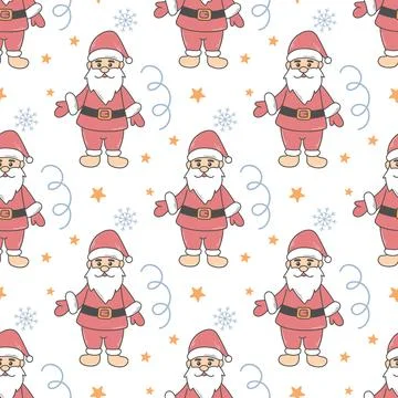 Cute santa claus seamless pattern Stock Illustration