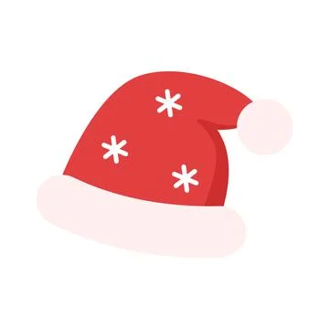 Cute Santa hat in flat style. Isolated on white background vector illustratio Stock Illustration