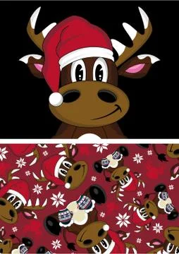 Cute Santa Reindeer Pattern Illustrazione stock