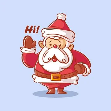 Cute santa waves to say hello Stock Illustration