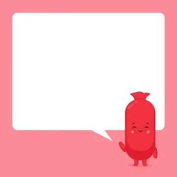Cute Sausage with Speech Bubbles Stock Illustration