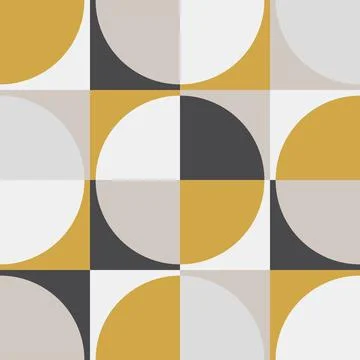 Cute Scandinavian geometric seamless pattern with circles in neutral colors Stock Illustration