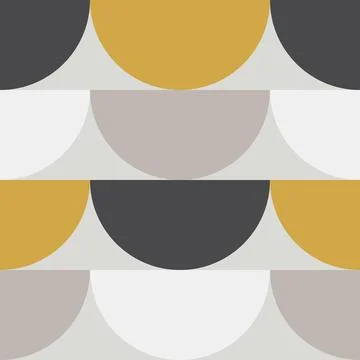 Cute Scandinavian geometric seamless pattern with half circles in neutral colors Stock Illustration