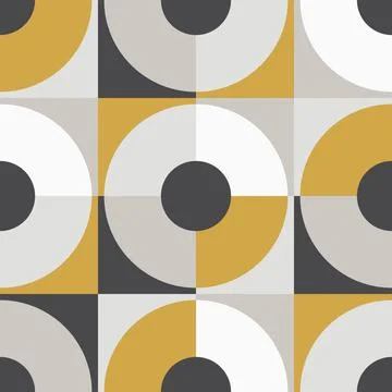 Cute Scandinavian geometric seamless pattern with circles in neutral colors Illustrazione stock