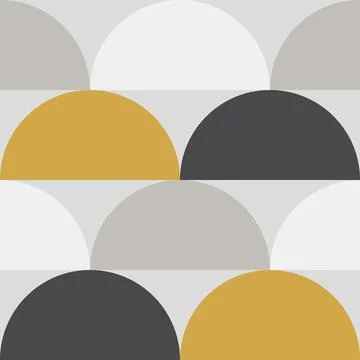Cute Scandinavian geometric seamless pattern with half circles in neutral colors Stock Illustration