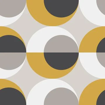 Cute Scandinavian geometric seamless pattern with half circles in neutral colors Stock Illustration