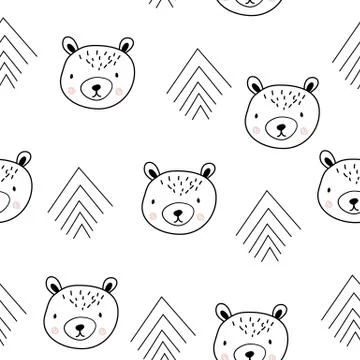 Cute scandinavian seamless pattern with bears. Stock-Illustration
