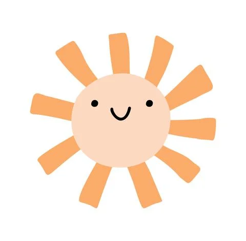 Cute scandinavian vector sun in boho style in baby pastel colors, simple Stock Illustration