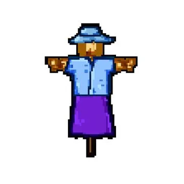Cute scarecrow pixel art vector illustration Stock Illustration