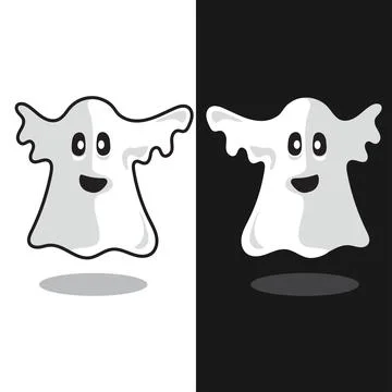Cute Scary Flying Ghost Flat Cartoon Character Mascot Halloween.Vector Illu.. 스톡 일러스트
