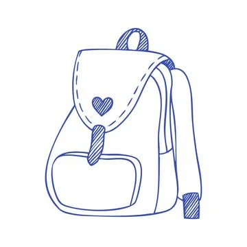 Cute School Backpack Doodle Illustration Stock Illustration