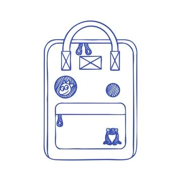 Cute School Backpack Line Doodle Illustration Stock Illustration