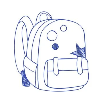 Cute School Backpack Outline Illustration Stock Illustration