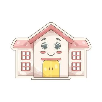 Cute school building sticker Stock Illustration