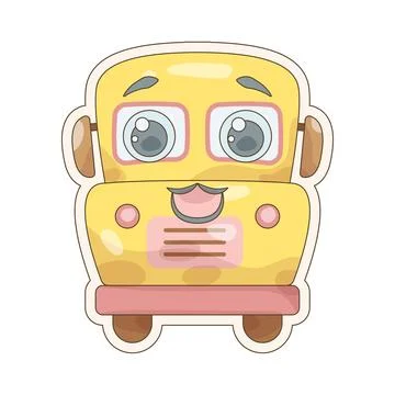 Cute school bus sticker Stock Illustration