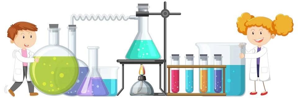 Cute Scientist Cartoon Character with Lab Tools Ilustração Stock