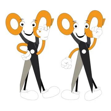 Cute scissors mascot character with funny facial expressions Stock Illustration