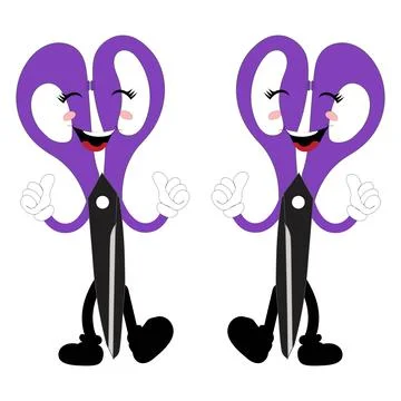 Cute scissors mascot character with funny facial expressions Stock Illustration