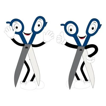 Cute scissors mascot character with funny facial expressions Stock Illustration