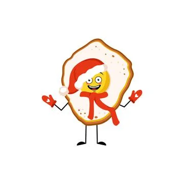 Cute scrambled eggs character with joyful emotions Stock Illustration