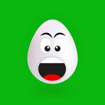 Cute screaming egg character with green background, vector Stock Illustration