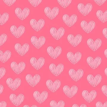 Cute scribble heart pink white colorful pattern background vector Stock Illustration