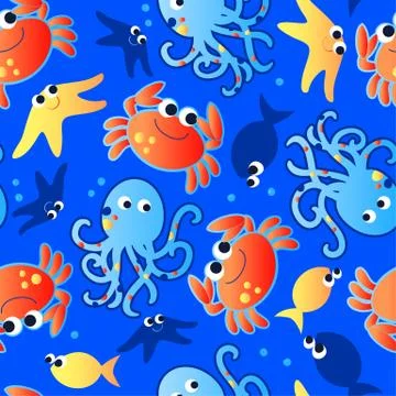Cute sea creatures. Stock Illustration