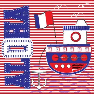 Cute sea objects collection. vector illustration Stock Illustration