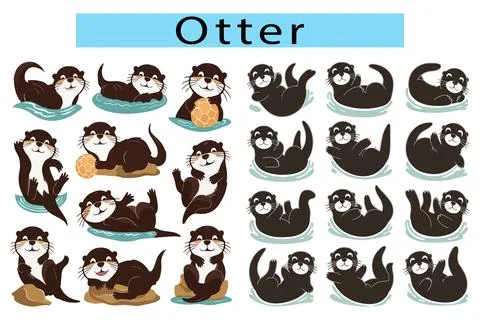 Cute sea Otter vector art, Otter clipart image Illustration