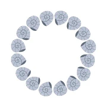 Cute Sea Shell Wreath Frame Vector Illustration Stock Illustration