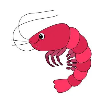 Cute sea shrimp fish vector illustration Stock Illustration