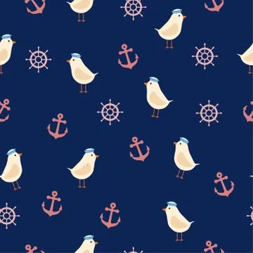 Cute sea summer seamless pattern Stock Illustration