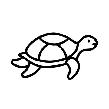 Cute Sea Turtle Outline Simple Minimalist Vector Illustration Stock Illustration