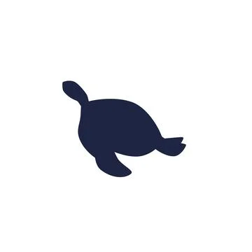 Cute sea turtle silhouette vector icon, cartoon tortoise, ocean wild reptile 스톡 일러스트