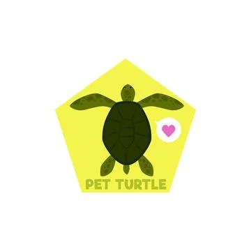 Cute sea turtle vector hexagon icon, cartoon green tortoise reptile animal Illustrazione stock
