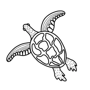 Cute sea turtle. Vector illustration in the style of a doodle Stock Illustration