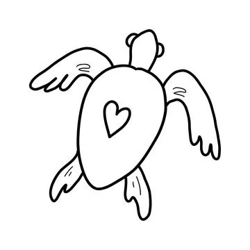 Cute sea turtle. Vector illustration in the style of a doodle Stock Illustration