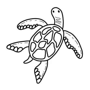 Cute sea turtle. Vector illustration in the style of a doodle Stock Illustration