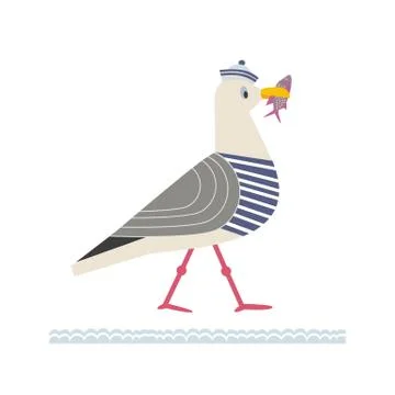 Cute seagull icon Stock Illustration