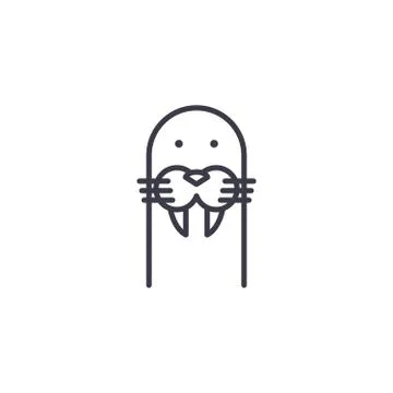 Cute seal head vector line icon, sign, illustration on background, editable Stock Illustration
