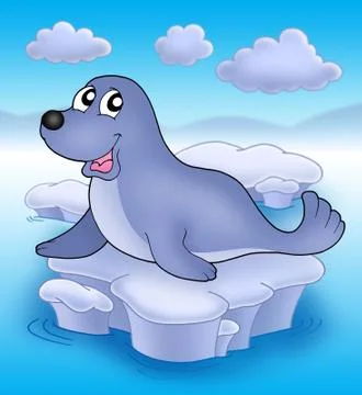 Cute seal on iceberg Stock Illustration