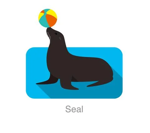 Cute seal playing the ball, vector illustration Stock-Illustration