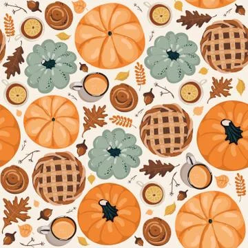 Cute seamless autumn pattern background. Autumn wallpaper Stock Illustration