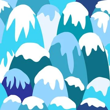 Cute seamless background pattern with snowy mountains. Creative children's .. Illustrazione stock